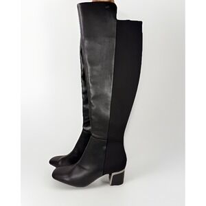 DKNY Chandrah Over The Knee Boots Black Block Heel Square Toe Womens 10M